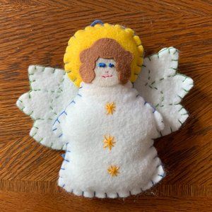 White felt handmade angel ornament